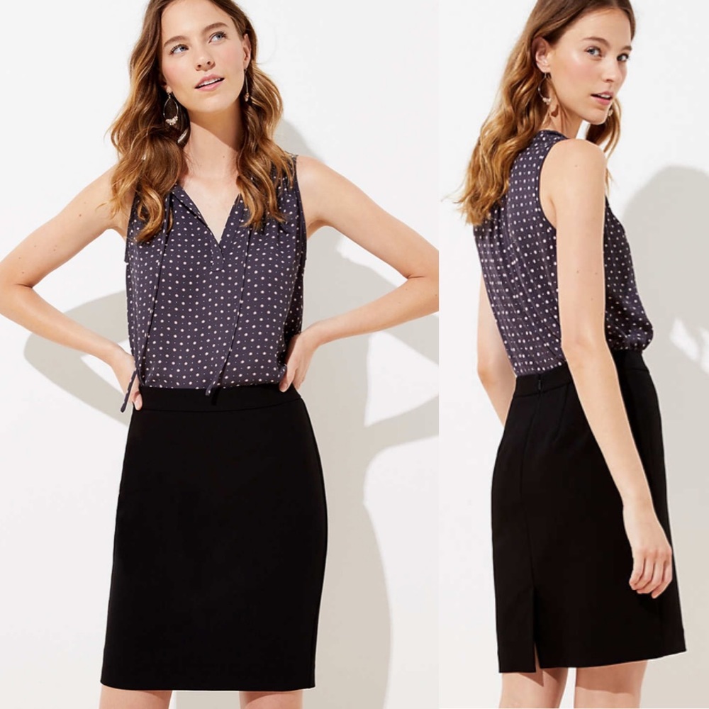 NEW Loft DoubleWeave Black Pencil Skirt Medium